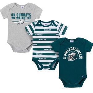 NWT NFL Team Apparel Philadelphia Eagles Baby Bodysuit Onesies Set of 3